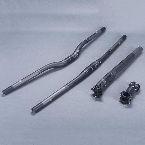 TOMTOU Matte 3K Carbon Fiber Bike Mountain Bicycle Handlebar Sets Handlebar + Stem + Seatpost Cycling MTB Bars Parts XXX