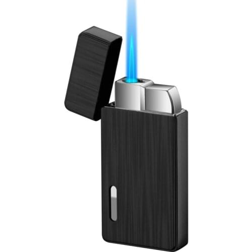 Cigar Lighter Windproof Refillable Jet Torch Lighter With Visible Gas Window Blue Flame Lighter Mens gadgets