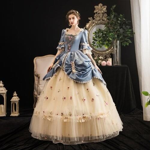 Vintage Rococo Baroque Marie Antoinette Ball Gown Prom Dresses 18th Century Renaissance Historical Period Dress Victorian 2021