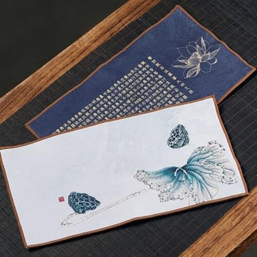 Tea Ceremony Suede Mat Chinese /Japanese-Style Kung fu Tea Decor Water Absorption Tablemat Teaware Accessory