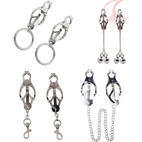 Nipple Clamps Chain Metal Erotic Flirting Nipple Trainer Breast Stimulate Massage Sex Toys for Couples Adult Games 3 Types