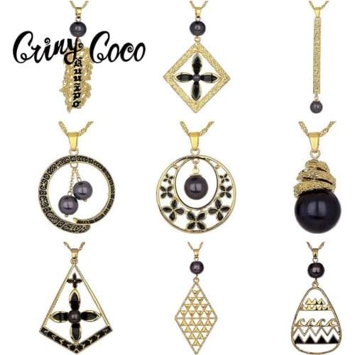 Cring Coco Hawaiian Trendy Pendant Necklace for Women 2020 Original Design Gold Plated Pearl Chain Geometric Necklaces Wholesale