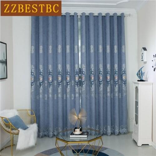 ZZBESTBC Modern Classic Luxury High Quality Gray Blackout Embroidery Living Room Bedroom Kitchen Custom Villa Curtains ZZ49506