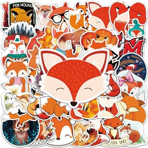 10/30/50PCS Cunning Fox Cute Cartoon Personality DIY Decorative Sticker Trunk Refrigerator Car Creative Sticker Wholesale