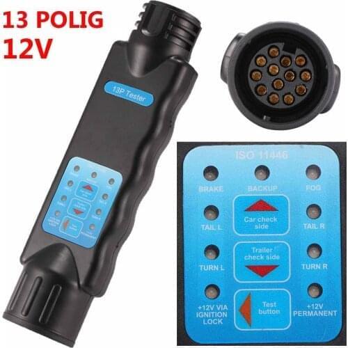 13-Pin European Truck Trailer Portable Plug Wiring Circuit Light Test Tool Car Circuit Tester Lighting Board Socket Tester