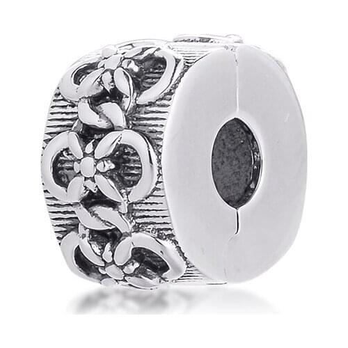 2021 Spring Passions Flower Pattern Clip Fits Snake Chain Bracelets & Bangle Sterling Silver Beads For Jewelry Making Charms