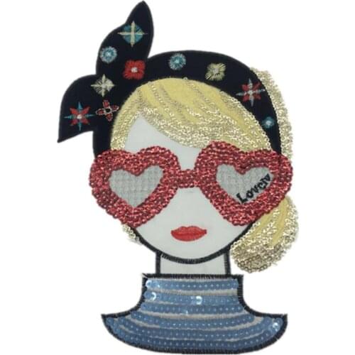 240mm Women Logo Iron on patches for clothing Color Sequined Fabric Sequins Strange things T shirt Biker Patch Clothes Stickers