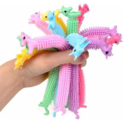 3Pcs Worm Noodle Stretch String TPR Rope Anti Stress Toys String Fidget Autism Vent Toys Random Color Squeeze Toy