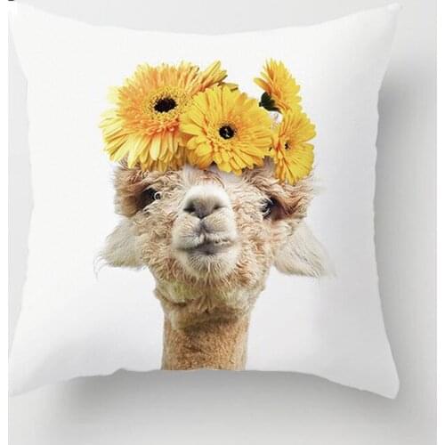 45x45cm Cute Animals Pillowcase Cushion Cover Home Decoration Polyester Sofa Car Throw Pillows Little Fox Llama Pillow Covers