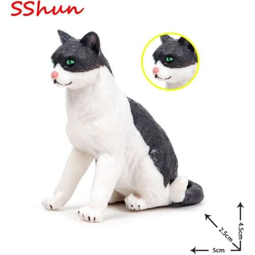 5*2.5*4.5CM children simulation static solid animal cat model new black and white cat domestic cat decoration pet kitty toy