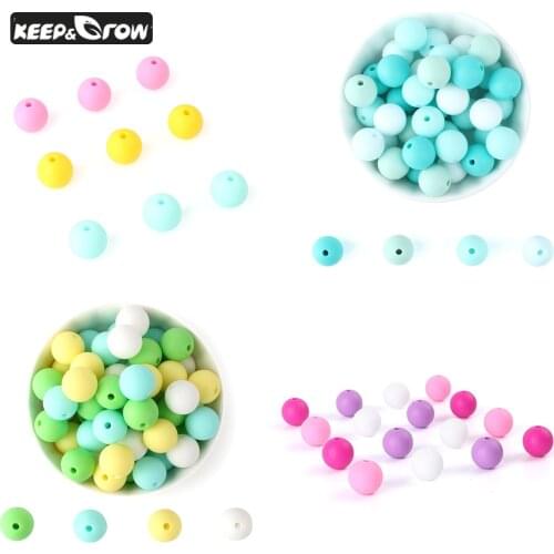 50PCS 12MM Silicone Beads Round Mixed Color Combination Beads Food Grade Silicone Beads Pacifier Chain Accessories Teething Toys