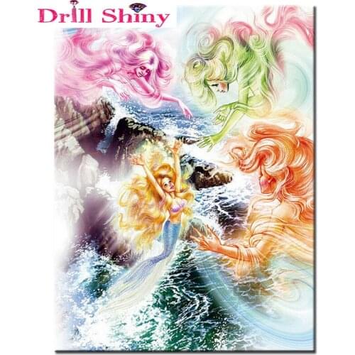 5d Diy Diamond Painting Cross Stitch Kit square Rhinestones Diamond Embroidery Mosaic cartoon mermaid picture Needlework