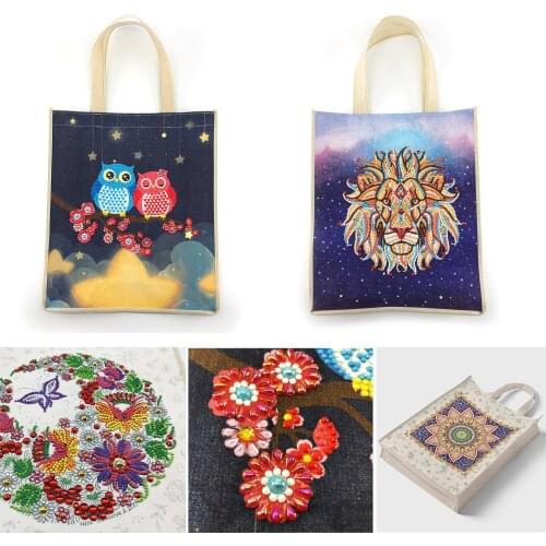 5D Diamond Painting Handbag DIY Eco-friendly Shopping Storage Bags Foldable Canvas Bag Home Organizer Craft Handbag Gifts
