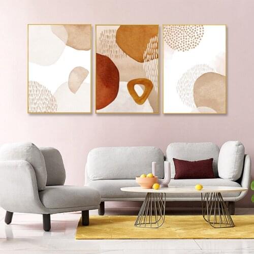 Abstract Pink Beige Poster Brown Dots Geometry Canvas Art Prints Modern Living Room Minimalist Pictures Wall Painting Home Decor