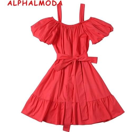 ALPHALMODA Summer Dresses With Sleeves