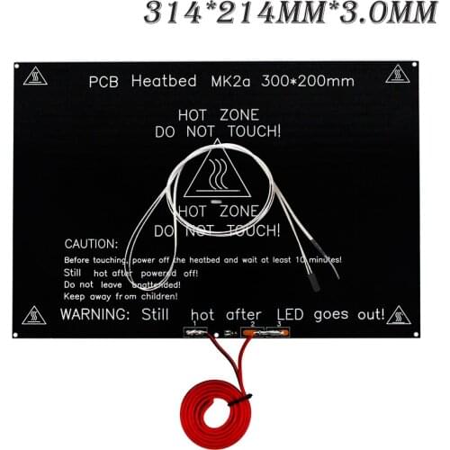 12V/24V RepRap MK2A 300*200*3.0mm Heatbed Ramps 1.4 PCB Aluminum Hotbed Heated Bed For MK2a 3D Printer Parts on Linear guide