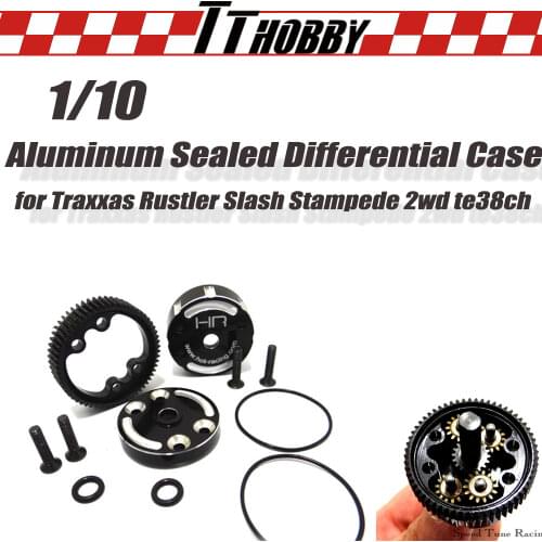 TTHOBBY Aluminum Sealed Differential Case Steel Cog Differential Gear for 1/10 Traxxas Rustler Slash Stampede 2wd Te38ch RC Car