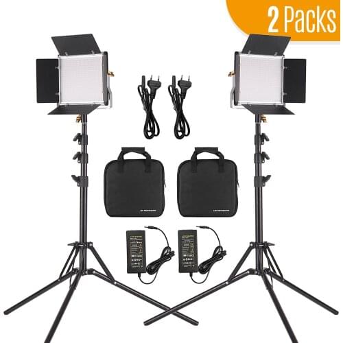 Andoer 2 Pcs LED Video Light lamp + Light Stand + Power Adapter + Power Cable + Storage Bag for Photography Photo Video Shooting
