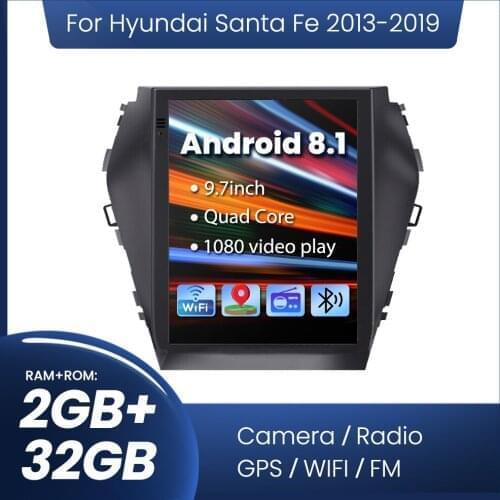 For Hyundai Santa Fe 2013 - 2019 Player Car GPS 2+32G Stereo Radio Player WiFi Multimedia Video Navigator GPS Andriod WiFi