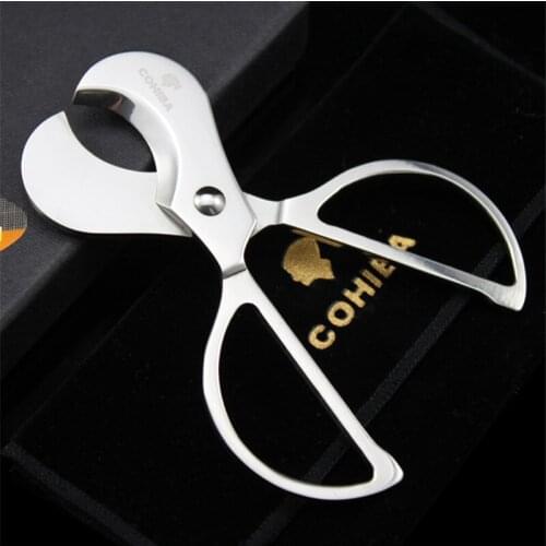 COHIBA Stainless Steel Cuba Cigar Cutter Sharp Cigarrera Cutters Punch Ciggar Accesorios Tobacco Cutting Scissors Cohiba