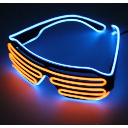 Double Color Glow LED EL Glasses Wire Sunglasses Light Up Shades Flashing Rave Festival Party Bright Glasses