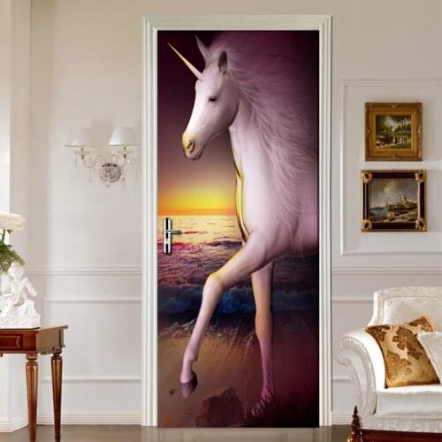 3D Photo Wallpaper Wall Decals White Horse Personality Art Door Stickers Waterproof Home Decoration Mural Bedroom Living Room
