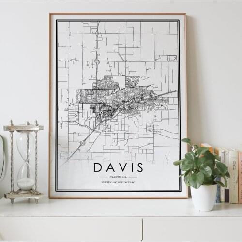DAVIS California CA USA city map Nordic Living Room Decoration Canvas Poster Modern Home Decor Art Print Painting