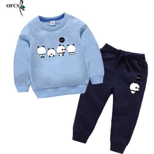 Fashion Newest Unisex Children Suits Trend Boy Clothes Autumn Kids Cotton Long Sleeve Sweater Top Girl Sweatshirts+Trousers2pcs