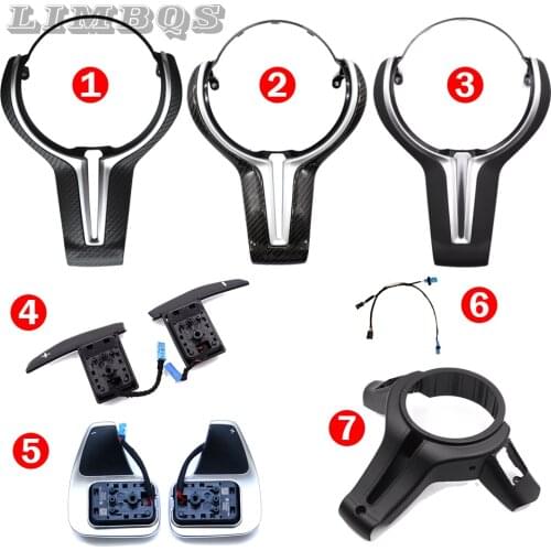 M3 M6 Steering wheel cover kit upgrade For BMW F10 F20 F25 F30 F32 F48 lever extension Carbon fiber Cover shift gear paddle