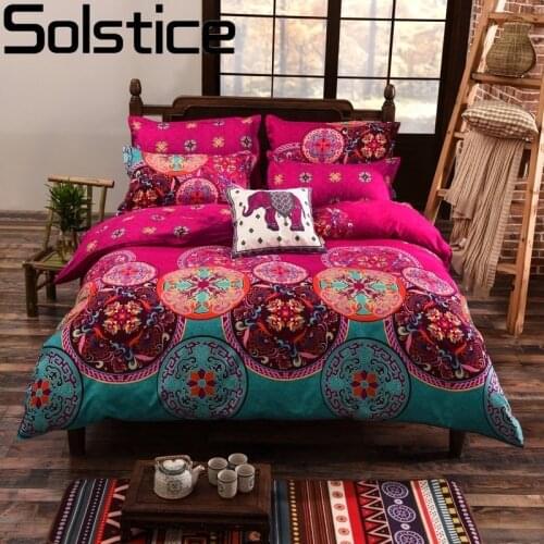 Solstice Bohemian Datura Flowers Style Bedding Sets 4pcs Duvet Cover Set Bed Linen Bed Sheet Pillowcases Twin/Queen/King Size