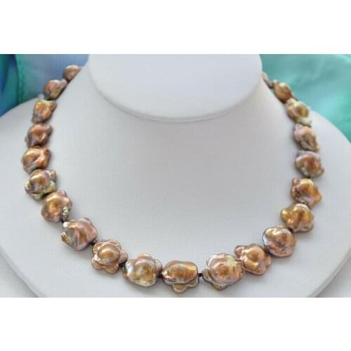 Beautiful 18mm plum blossom coffee KESHI REBORN Pearl NECKLACE 18" 36"