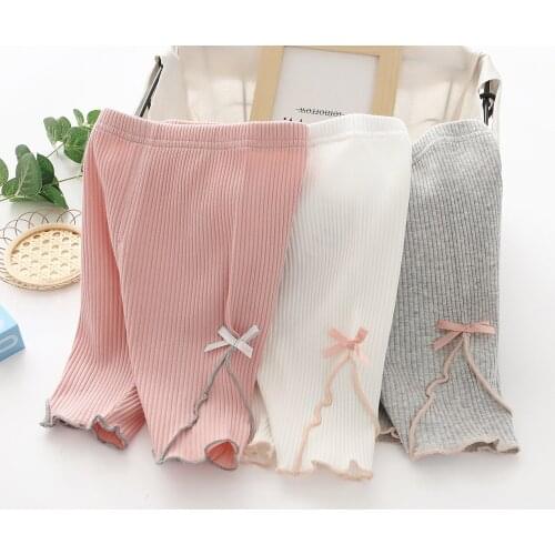 Summer 2021 Girls' Seven-Point Pants Bow Lace Mid-Waist Leggings Korean Version of Girls' Pants