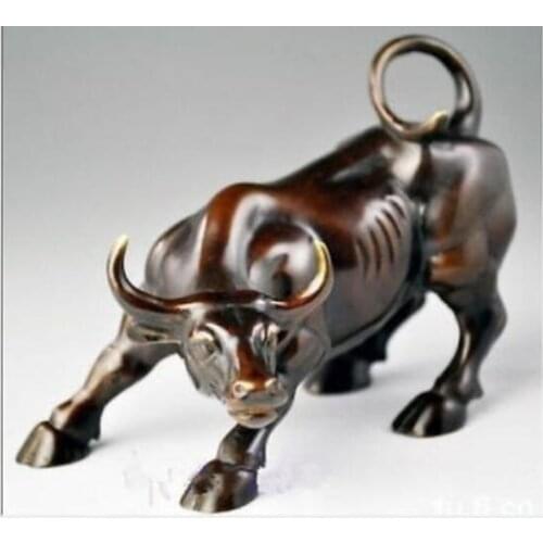 Copper Satue Big Wall Street Bronze Fierce Bull OX Statue 12*8*8cm