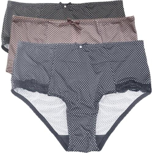 MiaoErSiDai Womens Underpants Sexy Soft Panty Girls Briefs Fashion High-Rise Lingerie Female Plus Size Underwear Dot Printed