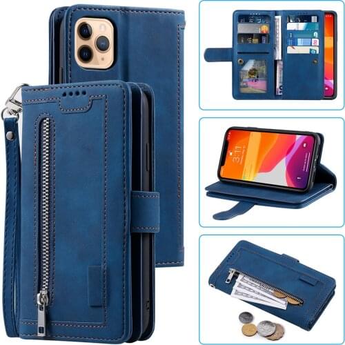 Multi-Function Wallet Case For Redmi Note 10 Pro Max Redmi Note 9 Pro Kickstand Flip Cover with Lanyard For iPhone 12 Pro Etui