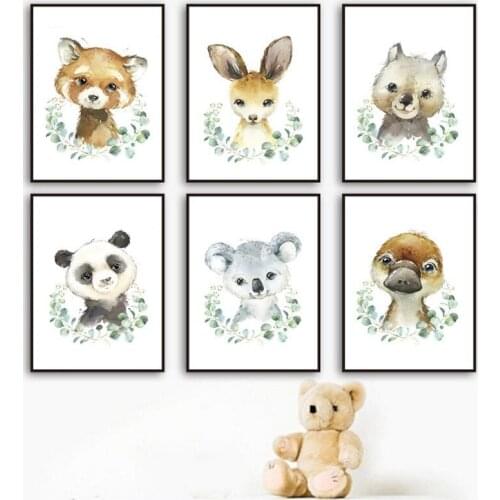 Cartoon diamond drawing animal green leaf kangaroo Koala raccoon panda diamond inlay 5D DIY diamond embroidery childrens room d