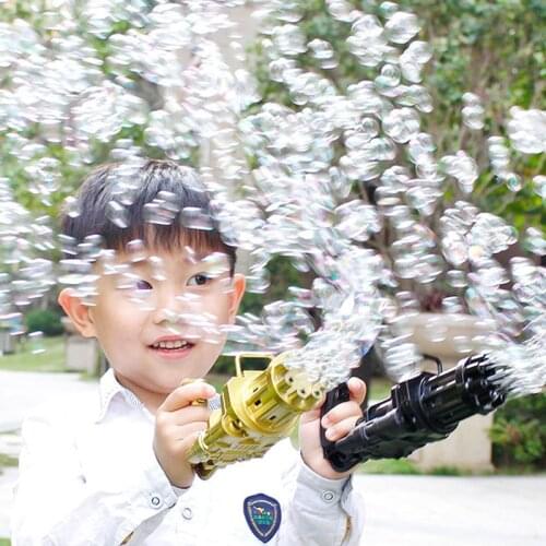 New Kids Gatling Bubble Gun Toys Summer Automatic Soap Water Bubble Machine For Children Toddlers Indoor Outdoor Wedding Bubble