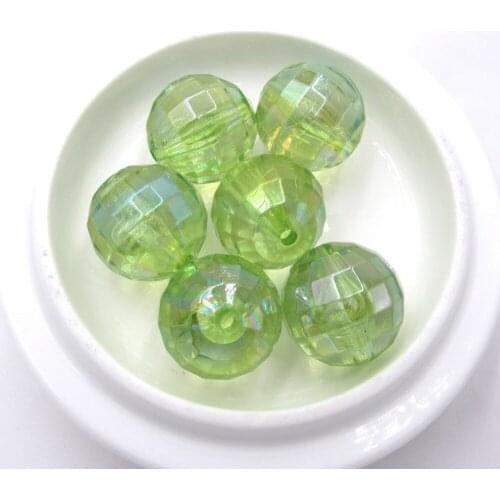NEW 20MM AB Green Clear Earth Faceted Beads DIY Accessories Perforated Chunky Beads For Women Kids Girls Jewelry Necklace Making