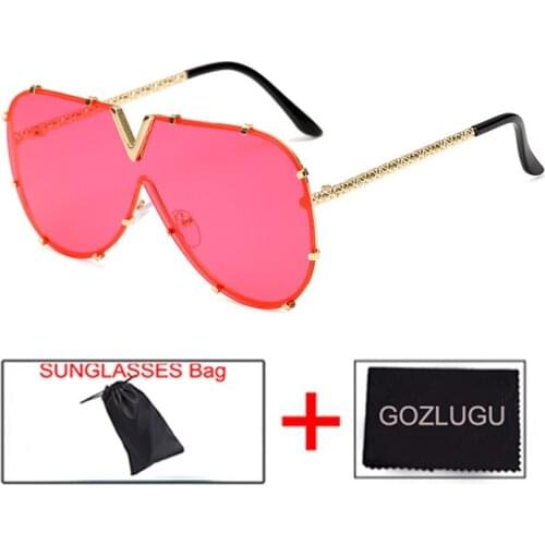 Trend Arrival Women Brand Designer Men Luxury Mirror Sunglass V Oversize Clear Female Sun Glass Eyeglass Female Flat Top 2021