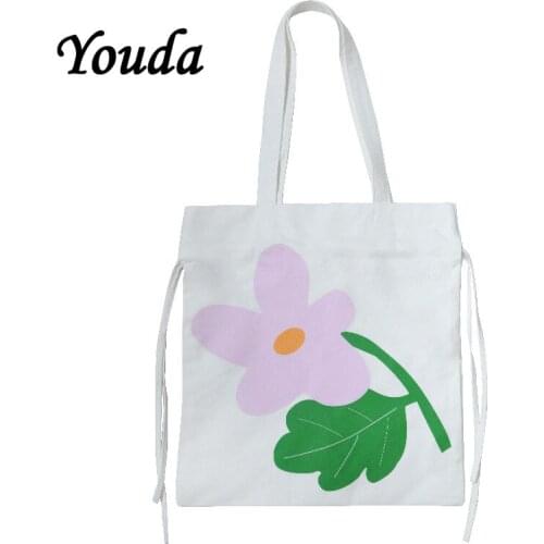 Youda Original Design Women Shoulder Bag Classic Large Shopping Bags Ladies Tote Simple Female Handbags Flower Drawstring Totes