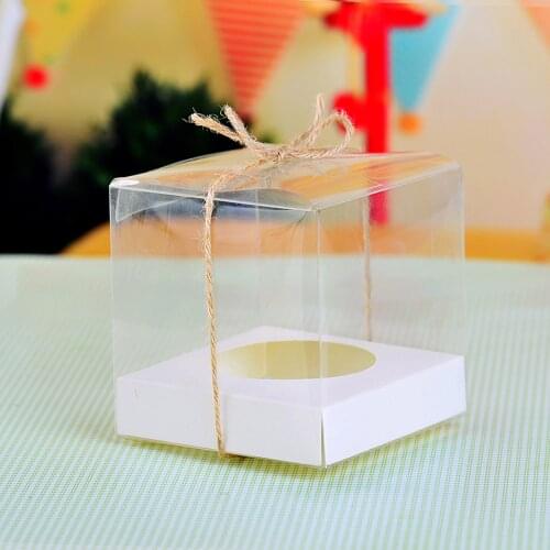 Clear PVC Transparent Cupcake Boxes With Base Inside Wedding Party Gift Box And Packaging (Set of 12)