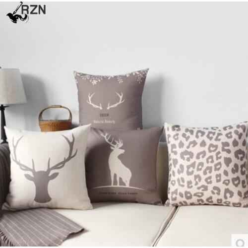 Nordic Style Christmas Elk Cushion Cover Modern Home Decorative Pillowcases Throw Pillows Covers For Sofa Couch Beds
