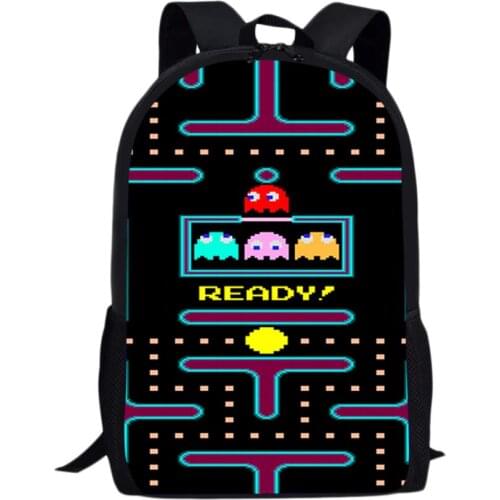 16-inch Bag Daypack for Girls Teenagers Boys Pacman Print SchoolBag School Supplies Backpack Mochilas Mujer Rugzak