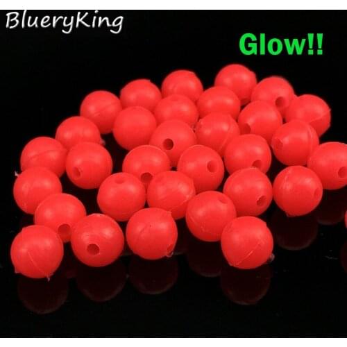 BlueKim 1000pcs/Bag Various Size Red Color Round Luminous Fishing Float Beads Fishing Glow Beads Luminous Fishing Soft Beads