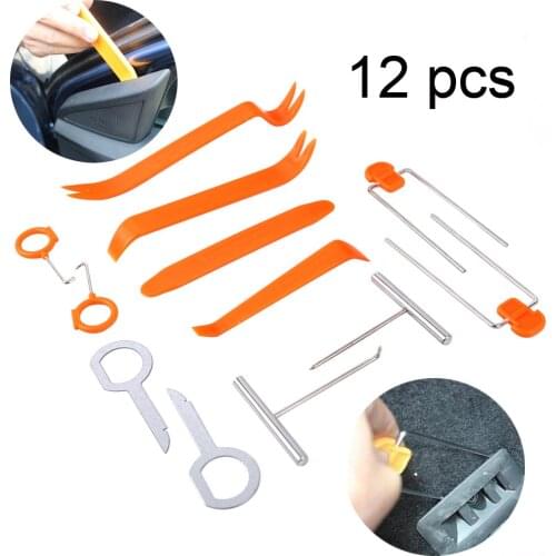 WHDZ 12pcs Car Radio Panel Door Clip Panel Trim Dash Audio Removal Car Stereo Installation Kits Car Radio Removal Tool