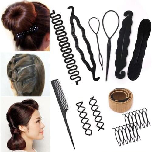 Donut Hair Maker Hairdressing Styling Tools Braiding Accessories for Women Girls Twist Hair Clip Disk Pull Hairpins Multi Style