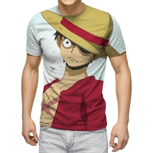 New Hot anime one-piece T-shirt male T-shirt monkeyD. Luffy childrens clothing Luffy T-shirt cartoon clothes quick-drying shirt