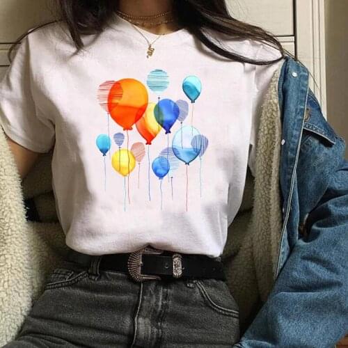 Women Print Clothes Graphic Cartoon Balloon Cute Casual Mujer Camisetas Ladies Lady Tees Tops Female T Shirt Womens T-Shirt