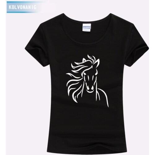 T Shirts Women 2018 Summer Cotton New Fashion Cute Horse Animal Printed Clothes Short Sleeve O-Neck Fitness Kawaii T-Shirt Tops