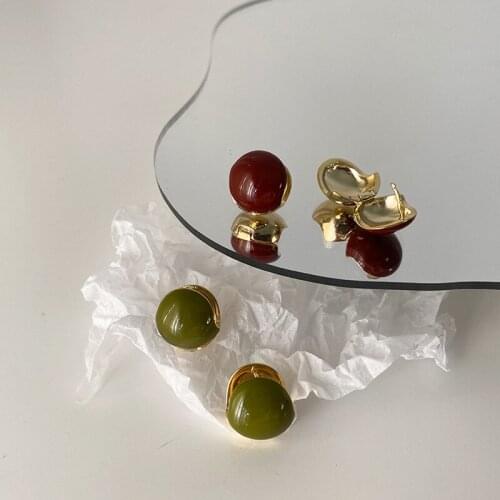 Origin Summer Temperament Circle Enamel Hoop Earring for Women Girls Exaggeration Green Red Gold Color Metal Earring Jewelry